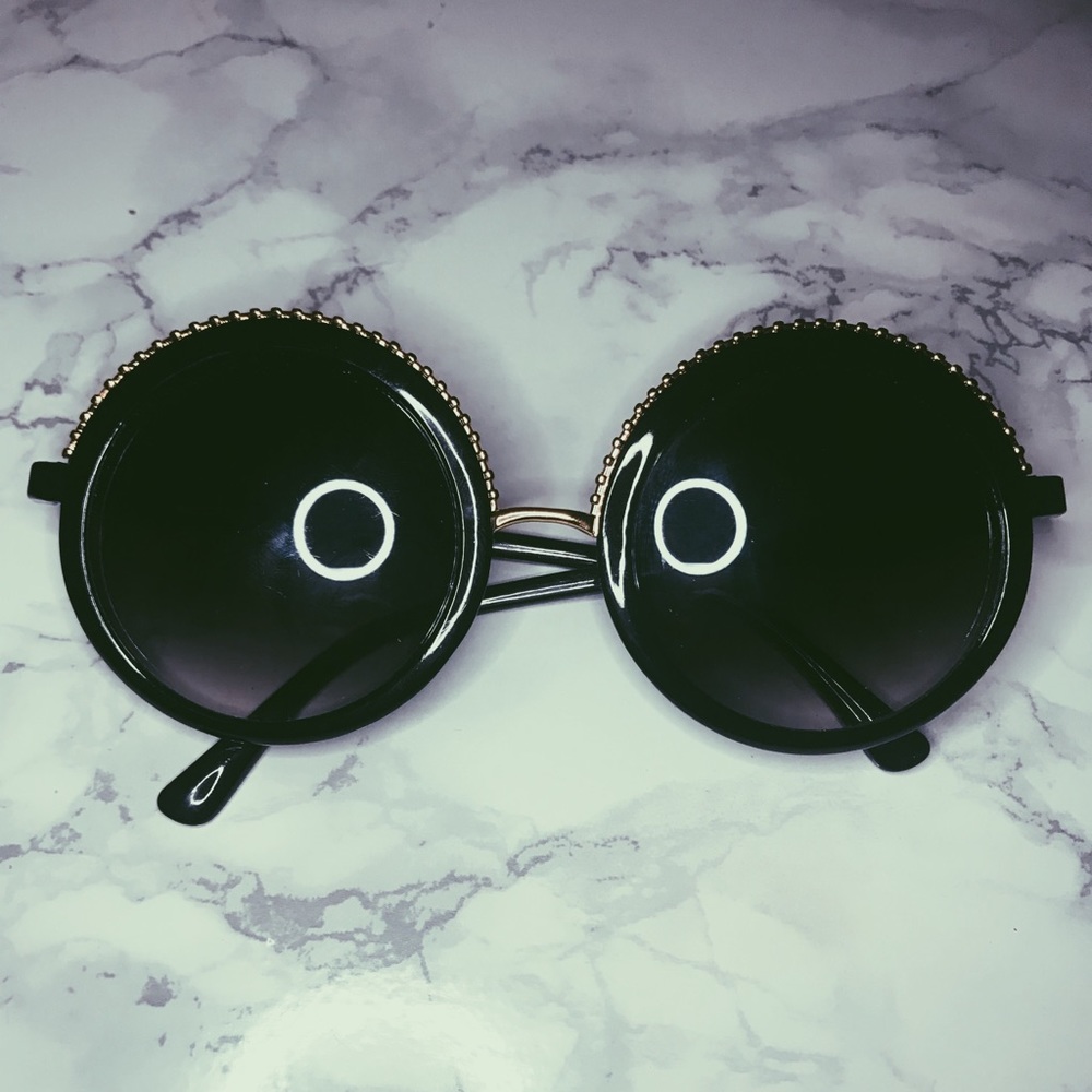 Black and Gold Round Framed Shades.